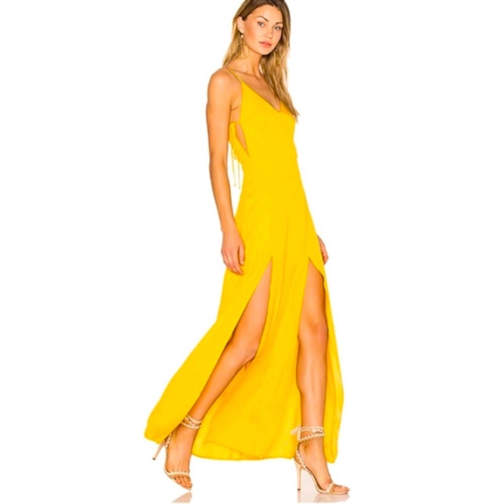 Gina Plunging Maxi Dress in Goldenrod